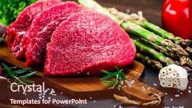  Presentation with flame nutrition beef steaks - Amazing presentation theme having ham burger - fresh raw beef steaks backdrop and a tawny brown colored foreground