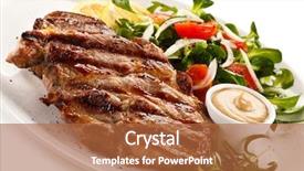  Presentation with burger - Amazing presentation theme having ham burger - grilled steak with vegetables backdrop and a red colored foreground