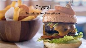  Presentation with fresh fruits vegetables groceries paper - Colorful PPT theme enhanced with ham burger - homemade overload beef hamburger backdrop and a coral colored foreground