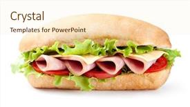  Presentation with bacon - Amazing slide deck having ham burger - sandwich with bacon and vegetables backdrop and a lemonade colored foreground