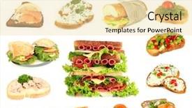  Presentation with octopus on isolated white - Cool new slide set with ham burger - tasty sandwiches isolated on white backdrop and a blonde colored foreground