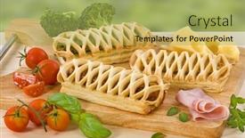  Presentation with pastries - Cool new theme with ham-cheese-and-tomato-lattice backdrop and a yellow colored foreground