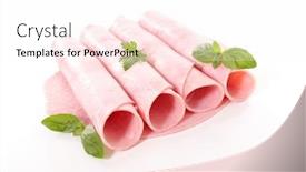  Presentation with scroll paper isolated on white - Presentation with ham rolled up isolated on white background and a pink colored foreground
