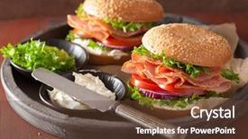  Presentation with bagel - Colorful PPT layouts enhanced with ham sandwich on bagel backdrop and a tawny brown colored foreground