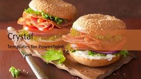  Presentation with bagel - Audience pleasing presentation design consisting of ham sandwich on bagel backdrop and a red colored foreground