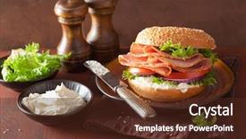  Presentation with bagel - Audience pleasing presentation design consisting of ham sandwich on bagel backdrop and a tawny brown colored foreground
