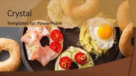  Presentation with fresh toast sandwiches egg - Theme with ham tomato soft cheese alfalfa background and a yellow colored foreground