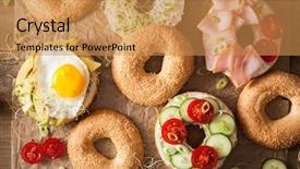  Presentation with avocado - PPT theme consisting of ham tomato soft cheese alfalfa background and a gold colored foreground