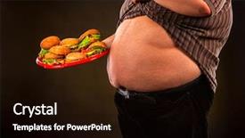  Presentation with obesity food - Beautiful PPT theme featuring hamberger group fast food backdrop and a wine colored foreground