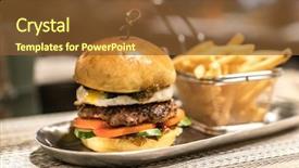  Presentation with caribbean food puerto rican beef - Colorful PPT layouts enhanced with hambergers - beef hamberger with fries fast backdrop and a tawny brown colored foreground