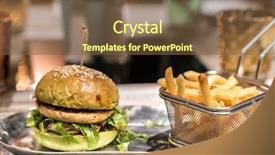  Presentation with food chicken - Cool new presentation theme with hambergers - chicken hamberger with fries fast backdrop and a tawny brown colored foreground