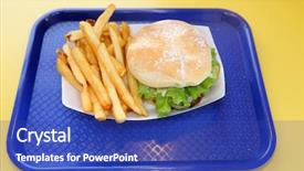 Presentation with burger fries - Presentation enhanced with hambergers - hamburger and french fries lunch background and a  colored foreground