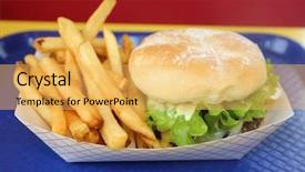  Presentation with burger fries - Presentation theme with hambergers - hamburger and french fries lunch background and a  colored foreground