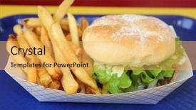  Presentation with burger fries - Cool new PPT theme with hambergers - hamburger and french fries lunch backdrop and a  colored foreground