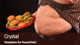  Presentation with obesity food - Cool new presentation theme with hambergers - man belly fat with hamberger backdrop and a tawny brown colored foreground