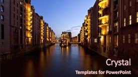  Presentation with hamburg - Presentation design featuring hamburg ancient warehouse district speicherstadt background and a wine colored foreground