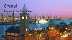  Presentation with hamburg - Amazing presentation design having hamburg harbour after sunset germany backdrop and a light blue colored foreground