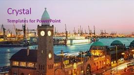  Presentation with hamburg - Beautiful presentation theme featuring hamburg harbour after sunset germany backdrop and a lemonade colored foreground
