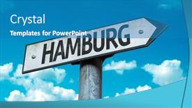  Presentation with hamburg - Slide deck featuring hamburg-road-sign background and a teal colored foreground