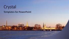  Presentation with hamburg - Amazing PPT theme having hamburg skyline in winter backdrop and a light blue colored foreground