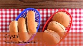  Presentation with hamburger - Slides having hamburger and hot dog buns background and a red colored foreground