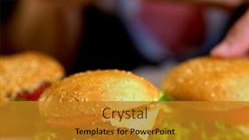  Presentation with fast food - Theme having hamburger piece of cheese background and a gold colored foreground