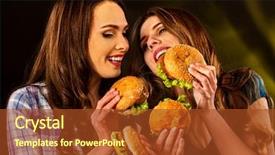  Presentation with container fast food packaging - Amazing slide deck having hamburger fast food with ham backdrop and a tawny brown colored foreground