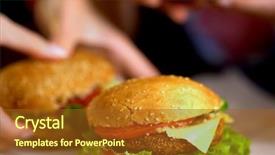  Presentation with container fast food packaging - Amazing slide deck having hamburger fast food with ham backdrop and a tawny brown colored foreground