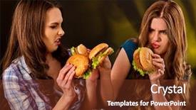  Presentation with pretend - Cool new presentation theme with hamburger fast food with ham backdrop and a tawny brown colored foreground