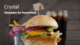  Presentation with cold drink - PPT layouts with hamburger-french-fries-and-cold background and a dark gray colored foreground