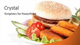  Presentation with french fries - Colorful slides enhanced with hamburger french fries chicken nuggets backdrop and a  colored foreground