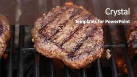 Presentation with ground beef - Colorful presentation design enhanced with hamburger hamburger grilled backdrop and a tawny brown colored foreground