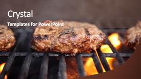  Presentation with ground beef - Audience pleasing slide set consisting of hamburger hamburger grilled backdrop and a violet colored foreground