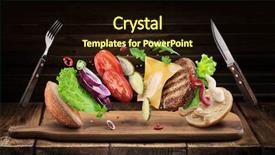  Presentation with create - Cool new PPT theme with hamburger ingredients falling down one backdrop and a wine colored foreground