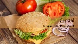  Presentation with hamburger - Slide set featuring hamburger ingredients background and a yellow colored foreground