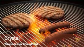  Presentation with hamburger - Presentation having leg injury treated with pink kinesiology tape background and a sky blue colored foreground