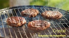  Presentation with charcoal - Slides consisting of hamburger-patties-being-grilled background and a tawny brown colored foreground