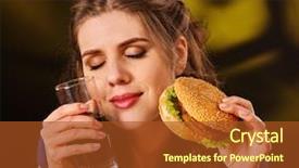  Presentation with junk food - Slide set enhanced with hamburger student consume fast food background and a tawny brown colored foreground