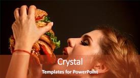  Presentation with junk food - Presentation theme consisting of hamburger student consume fast food background and a crimson colored foreground