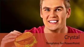  Presentation with fast food - Colorful slide set enhanced with hamburger student consume fast food backdrop and a red colored foreground