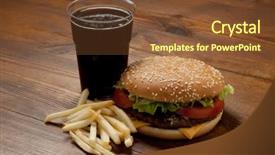  Presentation with hamburger - Slides consisting of hamburger with potatoes and cola background and a tawny brown colored foreground