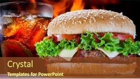  Presentation with soda - PPT theme having hamburger-with-soda-cola-food background and a tawny brown colored foreground