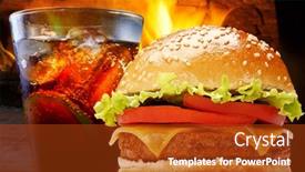  Presentation with soda - Presentation design featuring hamburger-with-soda-cola-food background and a crimson colored foreground