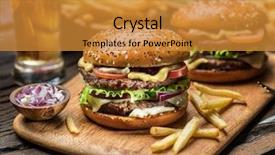  Presentation with french fries - Cool new slides with hamburgers and french fries backdrop and a gold colored foreground