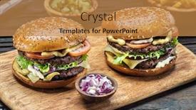  Presentation with french fries - Presentation theme consisting of hamburgers-and-french-fries background and a gold colored foreground