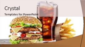  Presentation with french fries - Colorful presentation design enhanced with hamburgers french fries and cola backdrop and a lemonade colored foreground