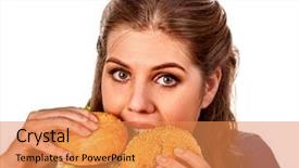 Presentation with junk food - PPT theme with hamburgers student consume fast food background and a coral colored foreground