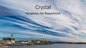  Presentation with newfoundland - Colorful slide set enhanced with hamlet - coastline along the bonavista peninsula backdrop and a light blue colored foreground