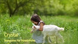  Presentation with nature countryside - Slide set consisting of hamlet - little girl plays and hugs background and a tawny brown colored foreground