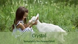  Presentation with animal nature - Colorful slide set enhanced with hamlet - little girl plays and hugs backdrop and a mint green colored foreground